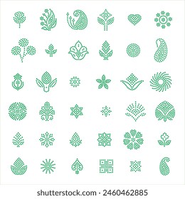 Rhinestone buti set design for laser cutting, 2.2 mm hole size 6 ss in 381mm x 381mm green square box