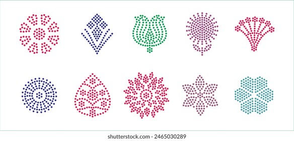 Rhinestone buti set design for laser cutting, 2.2 mm hole size 6 ss in 381mm x 169.33 mm green square box