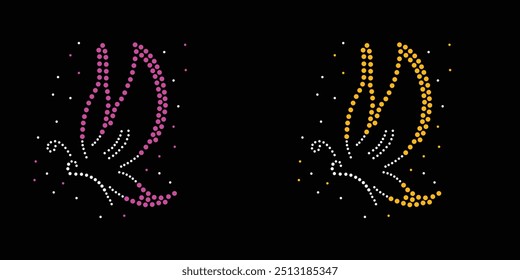 Diseño de Vector de mariposa de diamantes de imitación Diseño de Vector de elefante de diamantes de imitación para la ilustración de la decoración del cuello con diamantes de imitación en forma de collar. Rhinestone de la transferencia de la flor. 