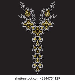 Rhinestone collar design for t-shirt, dress or blouse, hot fix transfer. Abstract beautiful applique rhinestone glitter motif.