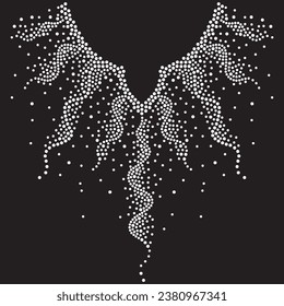 Rhinestone collar design for t-shirt, dress or blouse, hot fix transfer. Abstract beautiful applique rhinestone glitter motif.