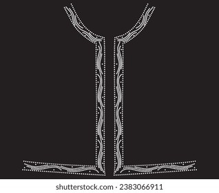 Rhinestone collar design for t-shirt, dress or blouse, hot fix transfer. Abstract beautiful applique rhinestone glitter motif.