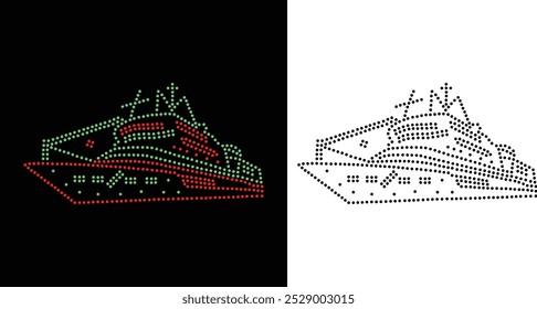 Diseño de crucero de diamantes de imitación, Diseño de flores, Alas de mariposa, Patrón de diamantes de imitación, Camiseta de diseño de diamantes de imitación, Crucero Rhinestone, Crucero, Barco