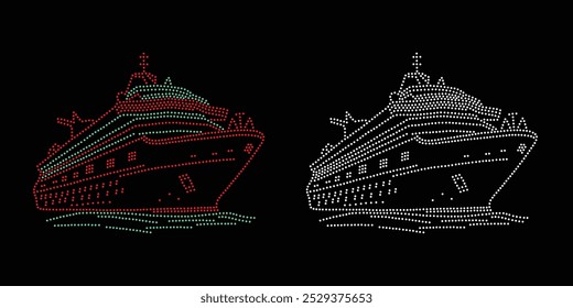 Diseño de crucero de diamantes de imitación, Diseño de flores, Alas de mariposa, Patrón de diamantes de imitación, Camiseta de diseño de diamantes de imitación, Crucero Rhinestone, Crucero, Barco