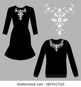 Rhinestone decor design for dresses, sweaters, hoodies - Vector.