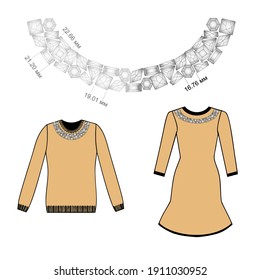 Rhinestone decor design for dresses, sweaters, hoodies - Vector.