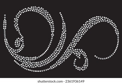 Rhinestone design for, t-shirt, bag or blouse, hot fix transfer. Abstract beautiful applique rhinestone glitter motif.