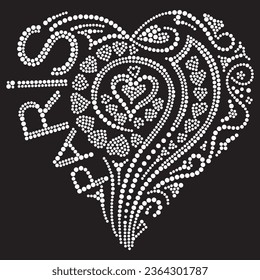 Rhinestone design for, t-shirt, bag or blouse, hot fix transfer. Abstract beautiful applique rhinestone glitter motif.