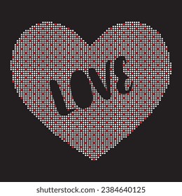 Rhinestone design for, t-shirt, bag or blouse, hot fix transfer. Abstract beautiful applique rhinestone glitter heart motif.