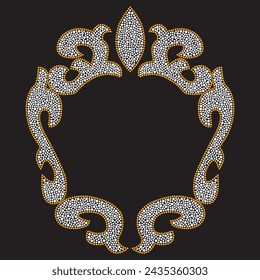 Rhinestone design, frame hot fix transfer for t-shirt, bag or blouse. Abstract beautiful applique background rhinestone glitter motif.