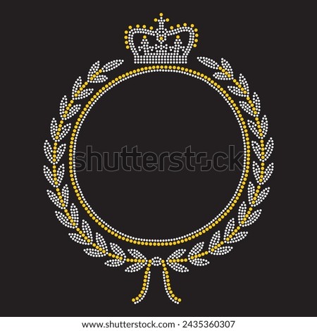 Rhinestone design, frame hot fix transfer for t-shirt, bag or blouse. Abstract beautiful applique background rhinestone glitter motif.