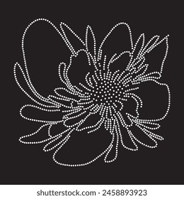 Rhinestone design, hot fix transfer for dress, evening dress or blouse. Abstract beautiful applique rhinestone glitter motif.