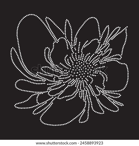 Rhinestone design, hot fix transfer for dress, evening dress or blouse. Abstract beautiful applique rhinestone glitter motif.