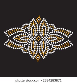 Rhinestone design for leaf, t-shirt, bag or blouse, fix transfer. Abstract beautiful applique rhinestone glitter motif.