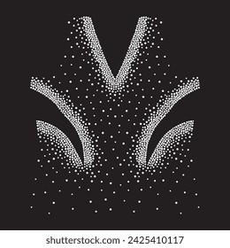 Rhinestone design, sprinkling hot fix transfer for t-shirt, bag or blouse. Abstract beautiful applique rhinestone glitter motif.