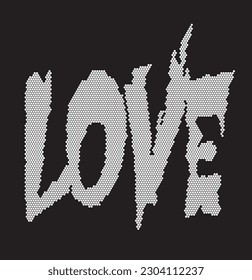 
Rhinestone design for t-shirt or blouse fix transfer. Love lettering abstract beautiful glitter applique rhinestone motif.