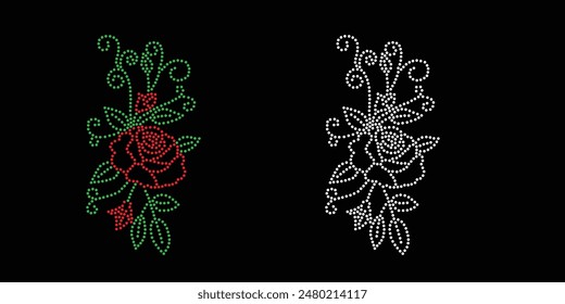 Rhinestone flower vector Design. rhinestone elephant vector design for Illustration of collar neck decoration with rhinestones in the form of a necklace. 