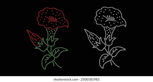 Rhinestone flower vector Design. rhinestone elephant vector design for Illustration of collar neck decoration with rhinestones in the form of a necklace. Flower Transfer Rhinestone. 