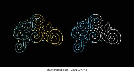 Diseño de Vector de flor de diamantes de imitación Diseño de Vector de elefante de diamantes de imitación para la ilustración de la decoración del cuello con diamantes de imitación en forma de collar. Rhinestone de la transferencia de la flor. 
