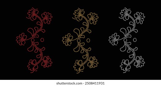 Diseño de Vector de flor de diamantes de imitación Diseño de Vector de elefante de diamantes de imitación para la ilustración de la decoración del cuello con diamantes de imitación en forma de collar. Rhinestone de la transferencia de la flor. 