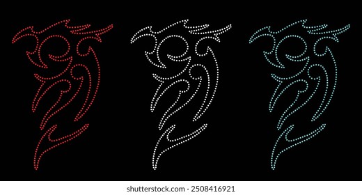 Diseño de Vector de flor de diamantes de imitación Diseño de Vector de elefante de diamantes de imitación para la ilustración de la decoración del cuello con diamantes de imitación en forma de collar. Rhinestone de la transferencia de la flor. 