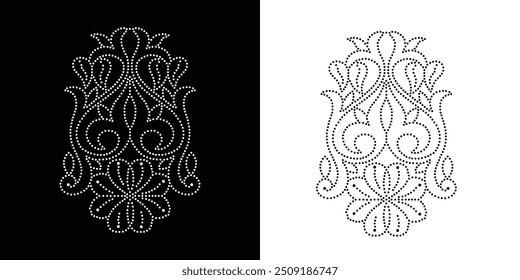 Diseño de Vector de flor de diamantes de imitación Diseño de Vector de elefante de diamantes de imitación para la ilustración de la decoración del cuello con diamantes de imitación en forma de collar. Rhinestone de la transferencia de la flor. 