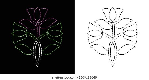 Diseño de Vector de flor de diamantes de imitación Diseño de Vector de elefante de diamantes de imitación para la ilustración de la decoración del cuello con diamantes de imitación en forma de collar. Rhinestone de la transferencia de la flor. 
