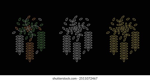 Diseño de Vector de flor de diamantes de imitación Diseño de Vector de elefante de diamantes de imitación para la ilustración de la decoración del cuello con diamantes de imitación en forma de collar. Rhinestone de la transferencia de la flor. 