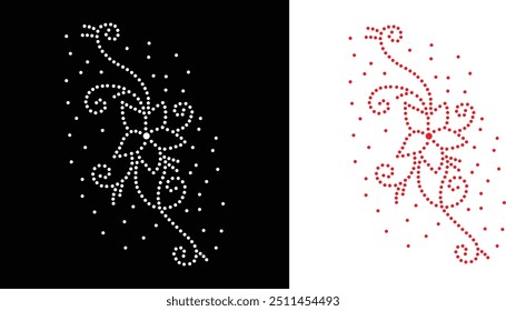 Rhinestone flower vector Design. rhinestone elephant vector design for Illustration of collar neck decoration with rhinestones in the form of a necklace. Flower Transfer Rhinestone. 