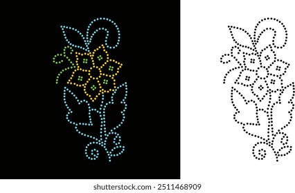 Strass Blume Vektor Design. Strass Elefant Vektor Design für Illustration von Kragen Hals Dekoration mit Strass in Form einer Halskette. Blumentransfer Strass. 