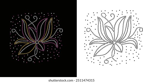 Rhinestone flower vector Design. rhinestone elephant vector design for Illustration of collar neck decoration with rhinestones in the form of a necklace. Flower Transfer Rhinestone. 