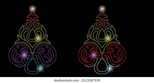 Diseño de Vector de flor de diamantes de imitación Diseño de Vector de elefante de diamantes de imitación para la ilustración de la decoración del cuello con diamantes de imitación en forma de collar. Rhinestone de la transferencia de la flor. 