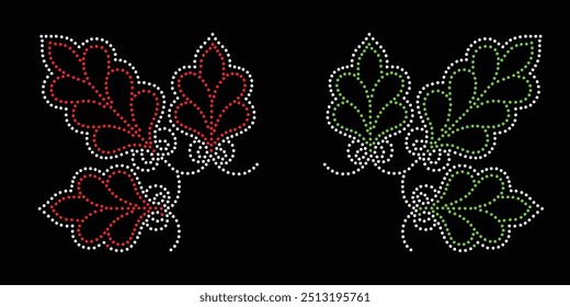 Rhinestone flower vector Design. rhinestone elephant vector design for Illustration of collar neck decoration with rhinestones in the form of a necklace. Flower Transfer Rhinestone. 