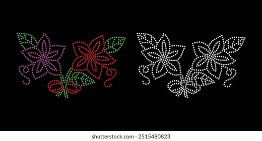 Diseño de Vector de flor de diamantes de imitación Diseño de Vector de elefante de diamantes de imitación para la ilustración de la decoración del cuello con diamantes de imitación en forma de collar. Rhinestone de la transferencia de la flor. 