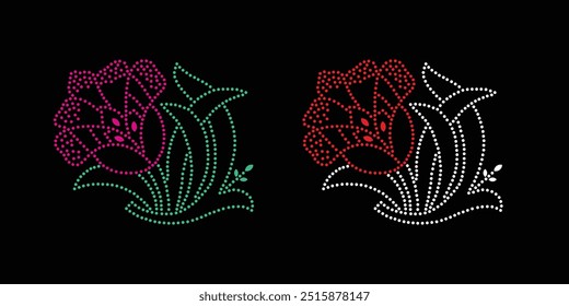 Rhinestone flower vector Design. rhinestone elephant vector design for Illustration of collar neck decoration with rhinestones in the form of a necklace. Flower Transfer Rhinestone. 
