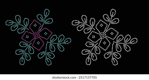 Rhinestone flower vector Design. rhinestone elephant vector design for Illustration of collar neck decoration with rhinestones in the form of a necklace. Flower Transfer Rhinestone. 