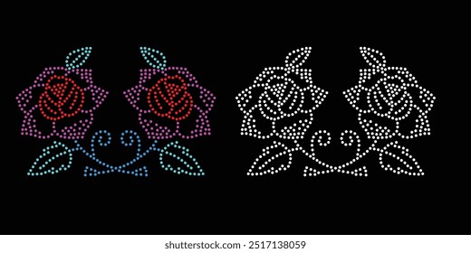 Rhinestone flower vector Design. rhinestone elephant vector design for Illustration of collar neck decoration with rhinestones in the form of a necklace. Flower Transfer Rhinestone. 
