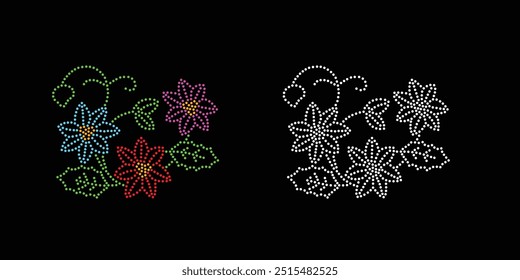 Rhinestone flower vector Design. Unique modern rhinestone flower vector design, element vector design for Illustration of rhinestones in the form of a necklace. Flower Transfer Rhinestone.