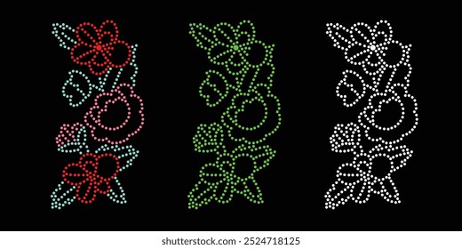 Diseño de Vector de flores de diamantes de imitación. Diseño moderno único del Vector de la flor del rhinestone, diseño del Vector del elemento para la ilustración de los rhinestones en la forma de un collar. Rhinestone de la transferencia de la flor.