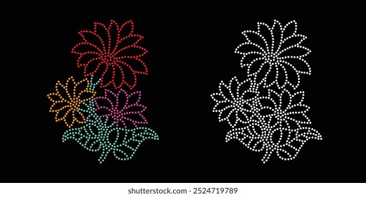 Diseño de Vector de flores de diamantes de imitación. Diseño moderno único del Vector de la flor del rhinestone, diseño del Vector del elemento para la ilustración de los rhinestones en la forma de un collar. Rhinestone de la transferencia de la flor.
