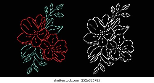 Diseño de Vector de flores de diamantes de imitación. Diseño moderno único del Vector de la flor del rhinestone, diseño del Vector del elemento para la ilustración de los rhinestones en la forma de un collar. Rhinestone de la transferencia de la flor.