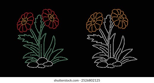 Diseño de Vector de flores de diamantes de imitación. Diseño moderno único del Vector de la flor del rhinestone, diseño del Vector del elemento para la ilustración de los rhinestones en la forma de un collar. Rhinestone de la transferencia de la flor.