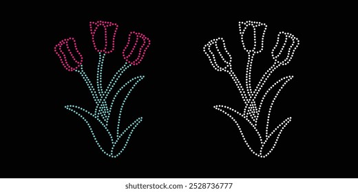 Diseño de Vector de flores de diamantes de imitación. Diseño moderno único del Vector de la flor del rhinestone, diseño del Vector del elemento para la ilustración de los rhinestones en la forma de un collar. Rhinestone de la transferencia de la flor.