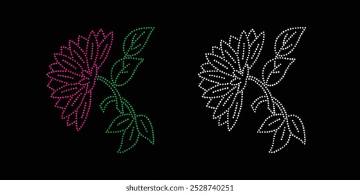 Rhinestone flower vector Design. Unique modern rhinestone flower vector design, element vector design for Illustration of rhinestones in the form of a necklace. Flower Transfer Rhinestone.
