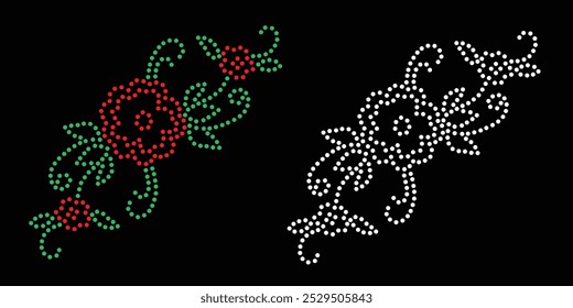 Diseño de Vector de flores de diamantes de imitación. Diseño moderno único del Vector de la flor del rhinestone, diseño del Vector del elemento para la ilustración de los rhinestones en la forma de un collar. Rhinestone de la transferencia de la flor.
