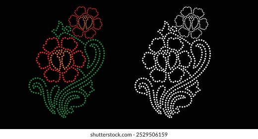 Rhinestone flower vector Design. Unique modern rhinestone flower vector design, element vector design for Illustration of rhinestones in the form of a necklace. Flower Transfer Rhinestone.