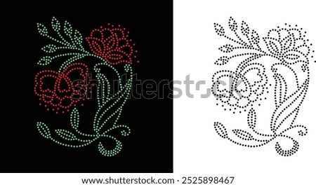 Rhinestone flower vector Design. Unique modern rhinestone flower vector design, element vector design for Illustration of rhinestones in the form of a necklace. Flower Transfer Rhinestone.