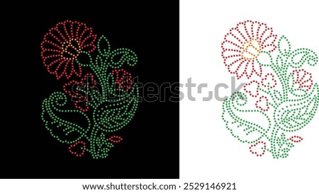 Rhinestone flower vector Design. Unique modern rhinestone flower vector design, element vector design for Illustration of rhinestones in the form of a necklace. Flower Transfer Rhinestone.