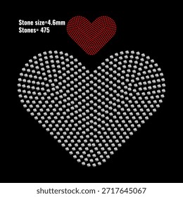 Plantilla de corazón de diamantes de imitación. Corazón hecho de cristales. Corazón de piedras preciosas de diamantes. Piedras brillantes 