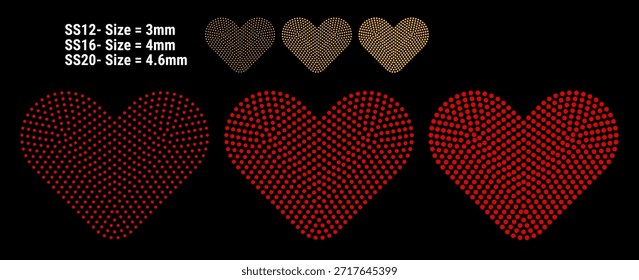Plantilla de corazón de diamantes de imitación. Corazón hecho de puntos o Plantilla de diamantes de imitación de corazón punteado.